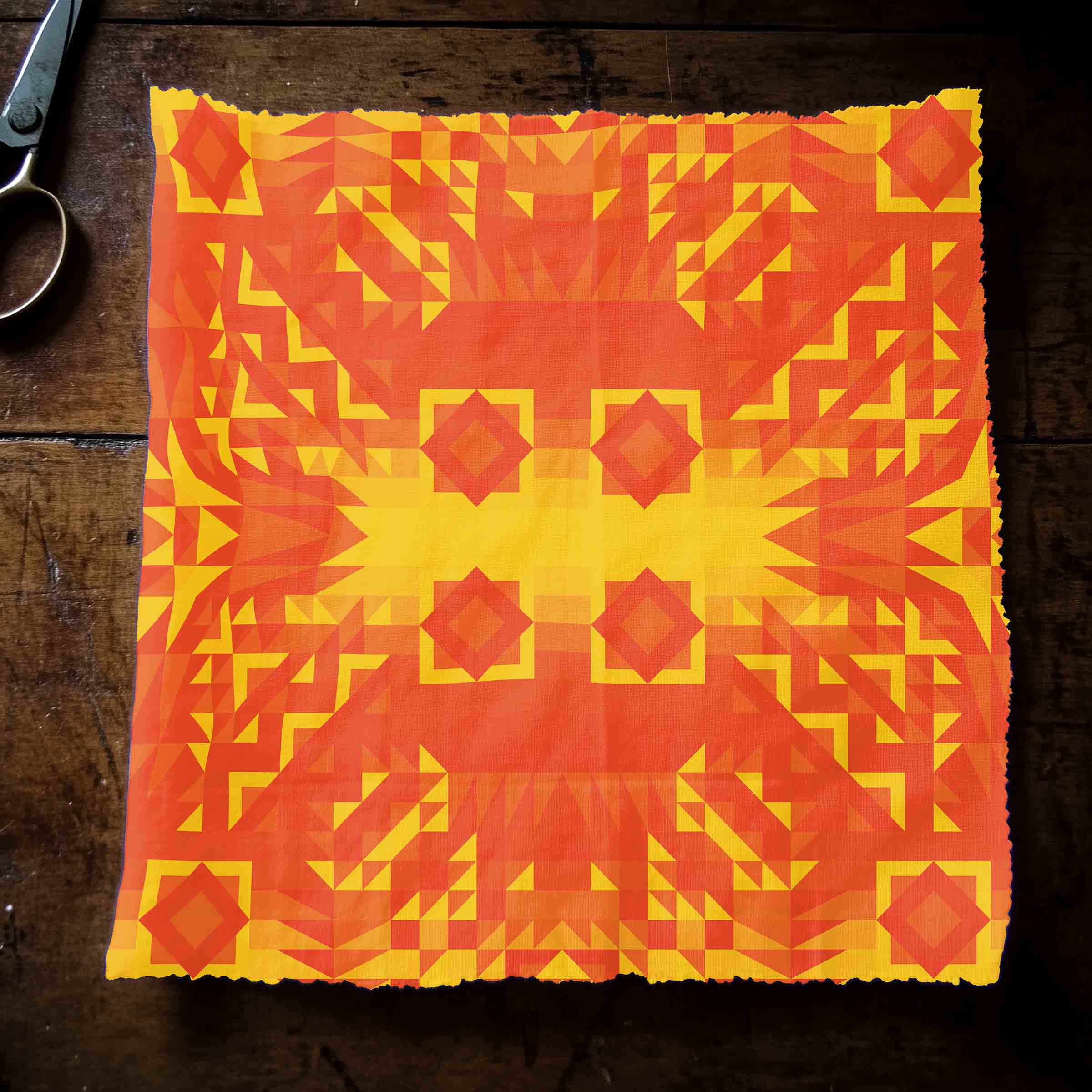 Kaleidoscope Orange Satin Fabric By the Yard Pre Order