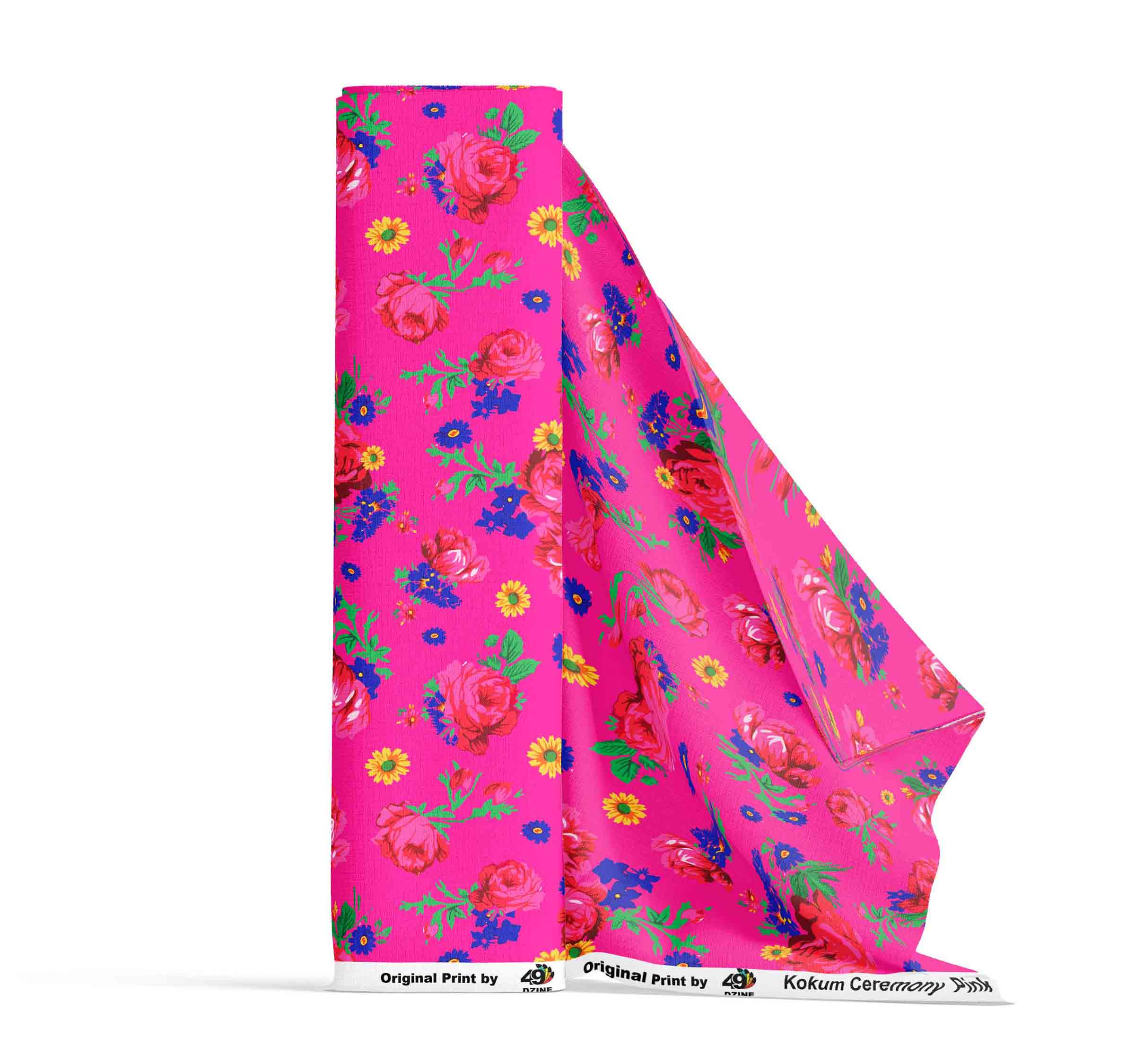 Kokum Ceremony Pink Satin Fabric By the Yard Pre Order