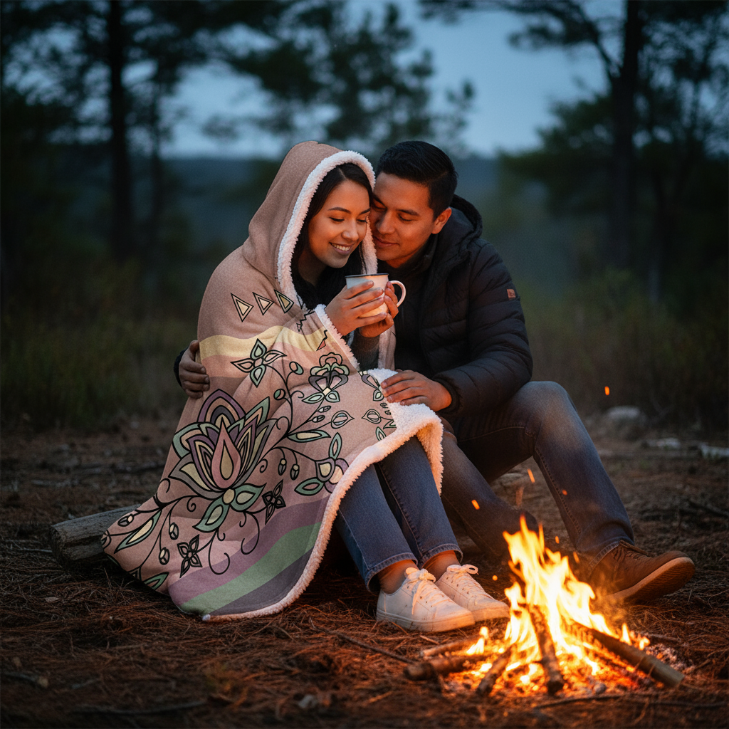 Snow Petal Spirit Women's Hooded Blanket