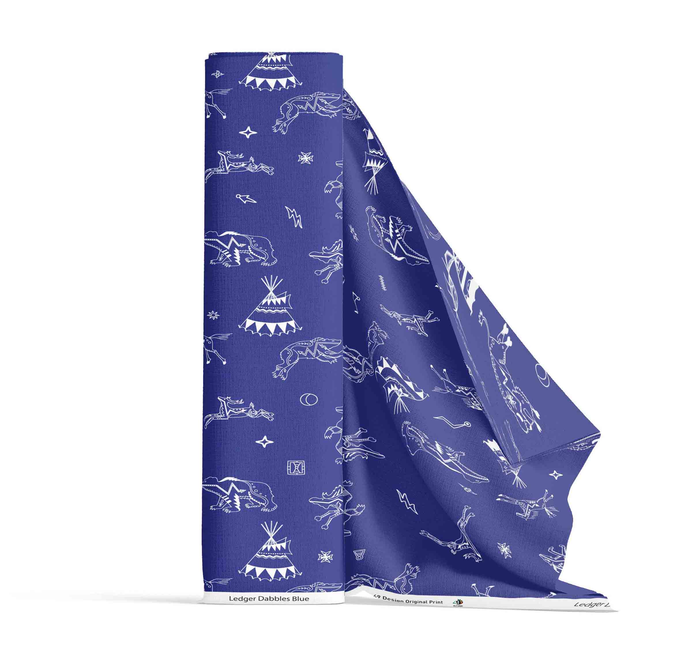 Ledger Dabbles Blue Satin Fabric By the Yard Pre Order