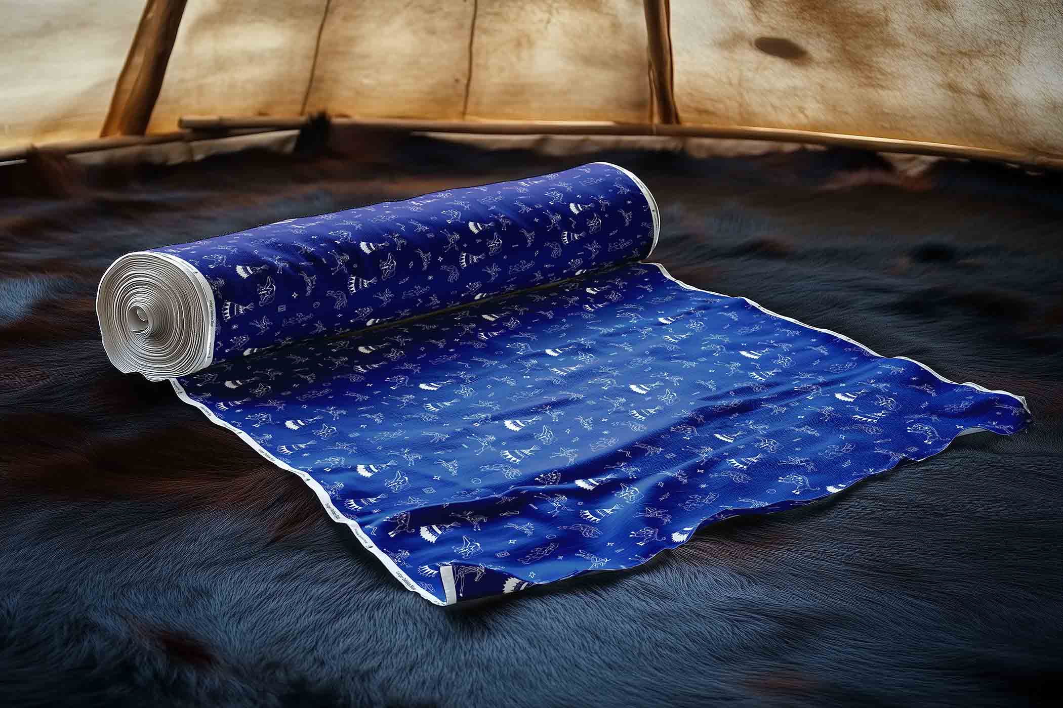 Ledger Dabbles Blue Satin Fabric By the Yard Pre Order