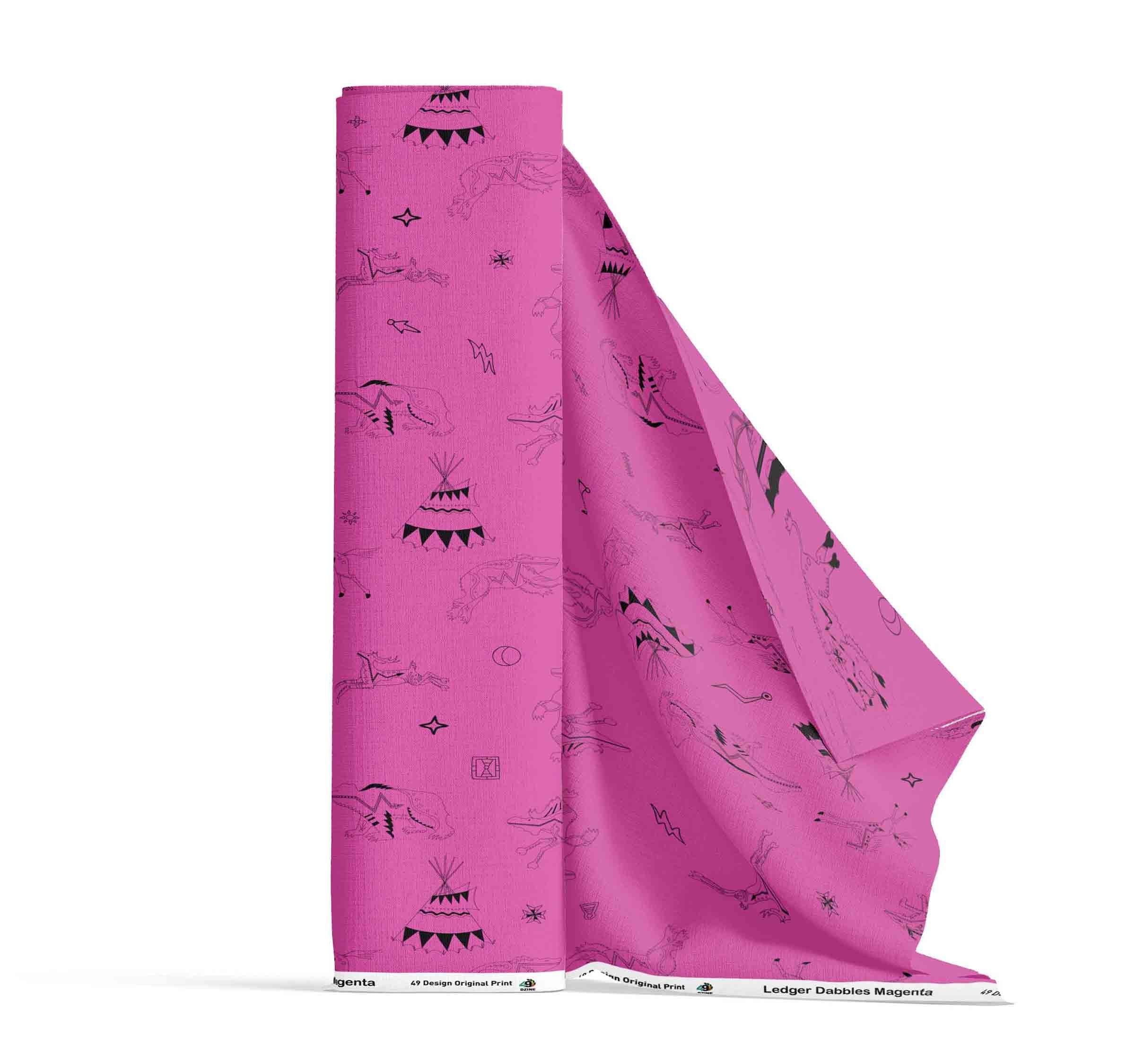 Ledger Dabbles Magenta Satin Fabric By the Yard Pre Order