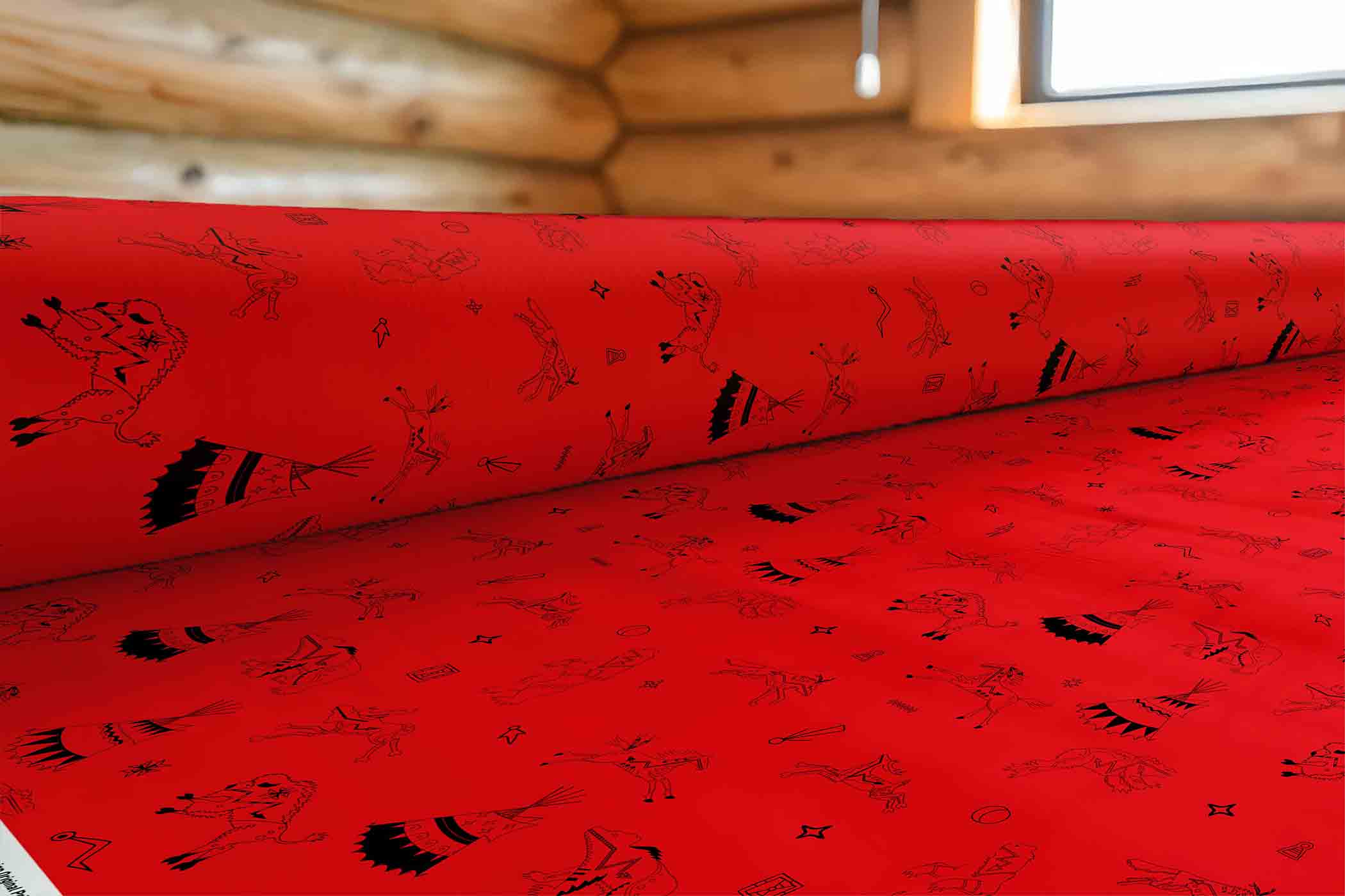 Ledger Dabbles Red Satin Fabric By the Yard Pre Order