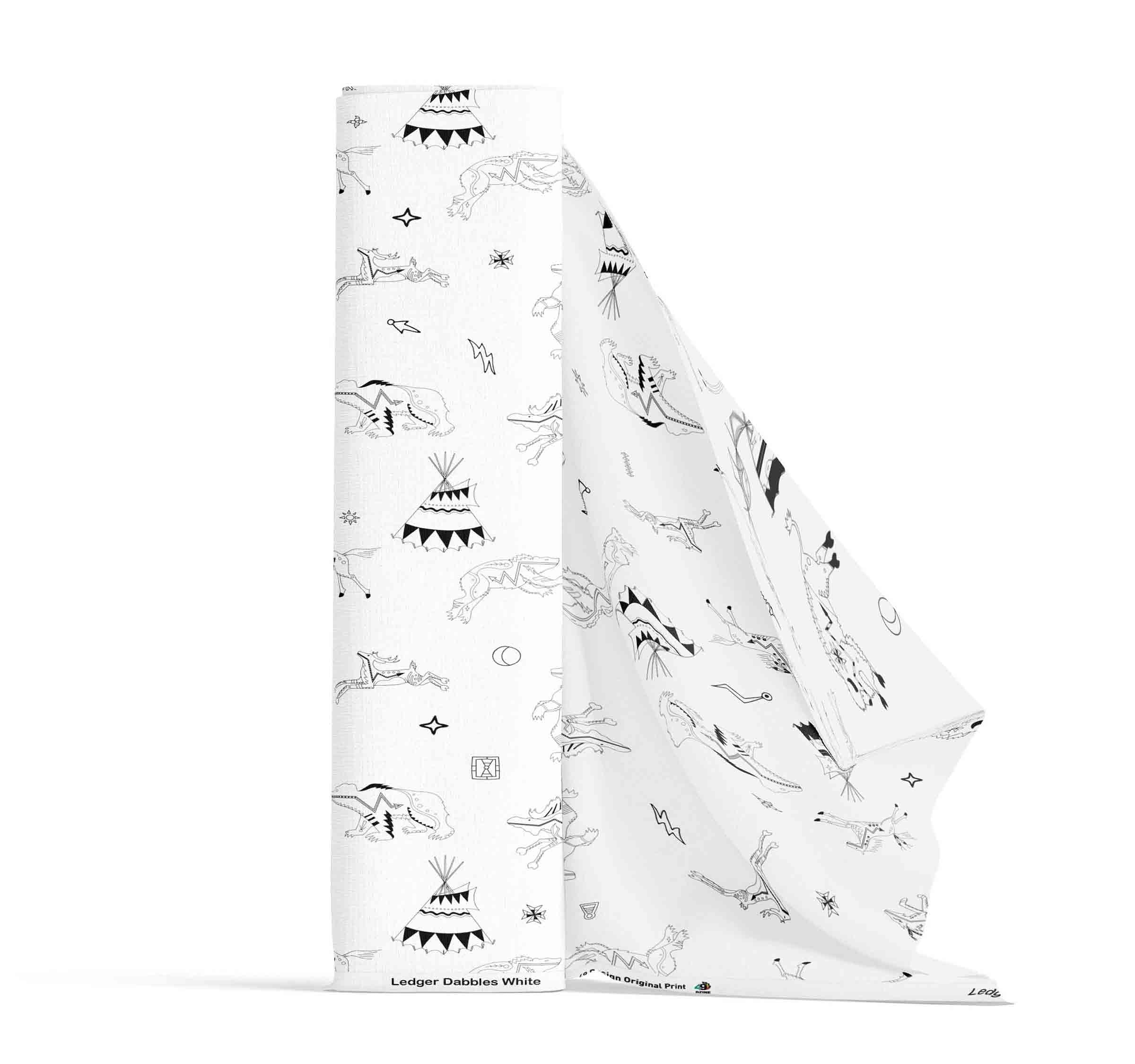 Ledger Dabbles White Satin Fabric By the Yard Pre Order