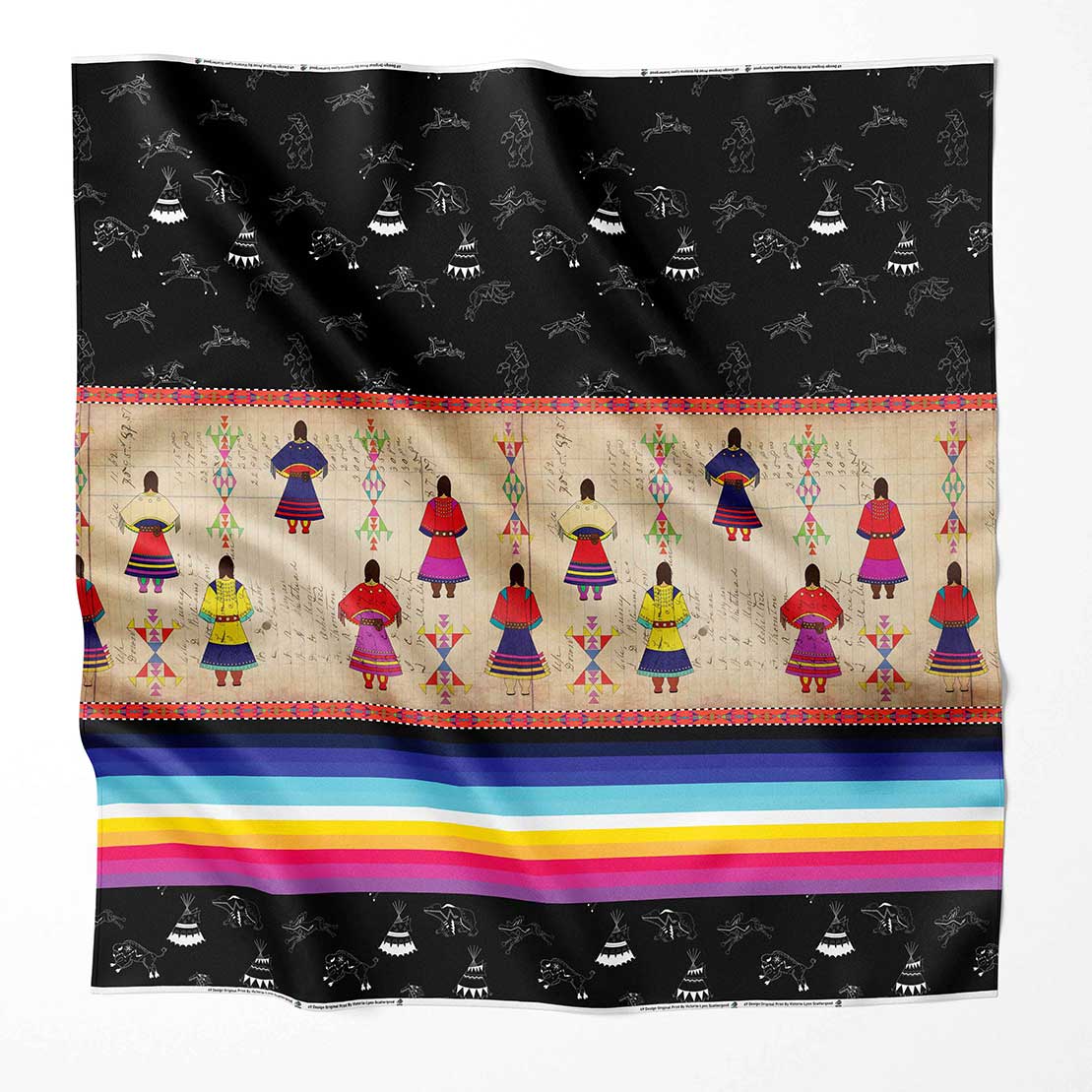 Ledger Round Dance Midnight 56 inch Cotton Poplin Pre Order