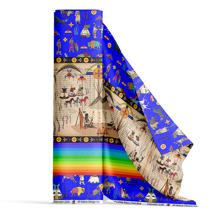 Legacy of the Rainy Chief Blue Satin Fabric By the Yard Pre Order