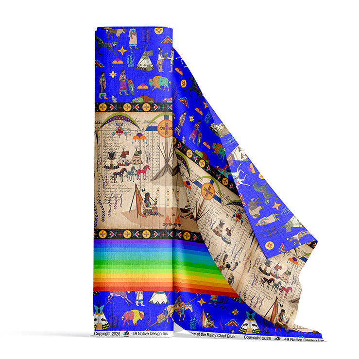 Legacy of the Rainy Chief Blue 42 Inch Cotton Poplin Pre Order