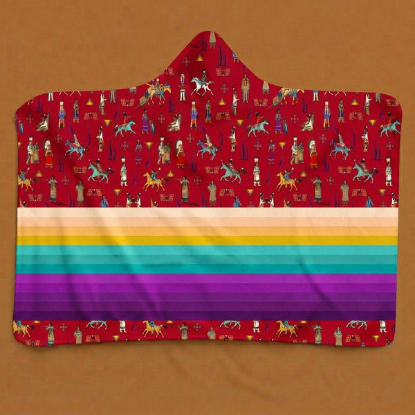 Lineage Figures Red Hooded Blanket