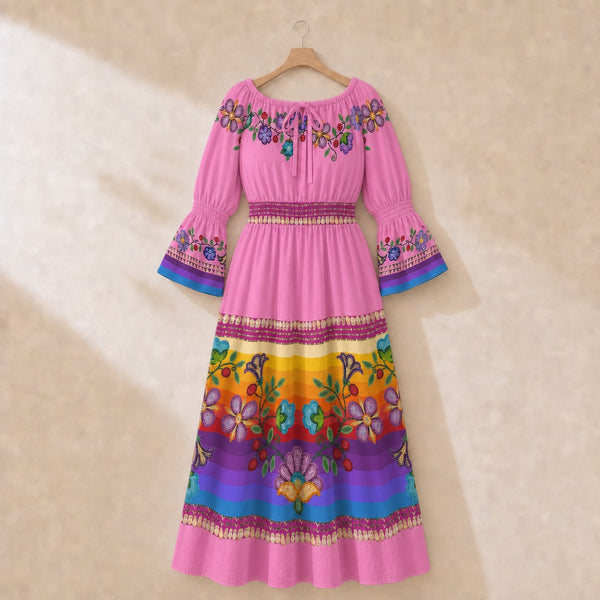 Meadow Radiance Pink 1 Smocked Waist Peasant Dress