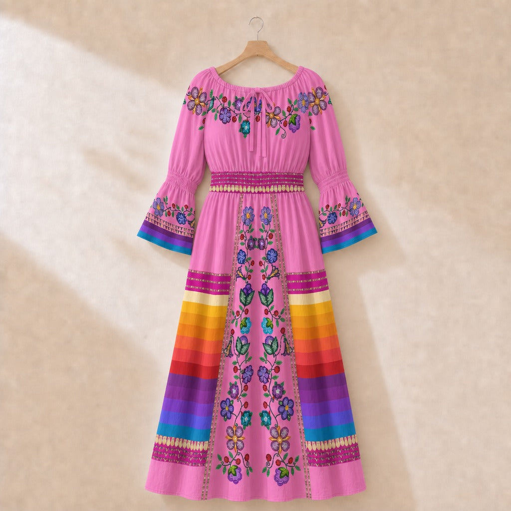 Meadow Radiance Pink 2 Smocked Waist Peasant Dress
