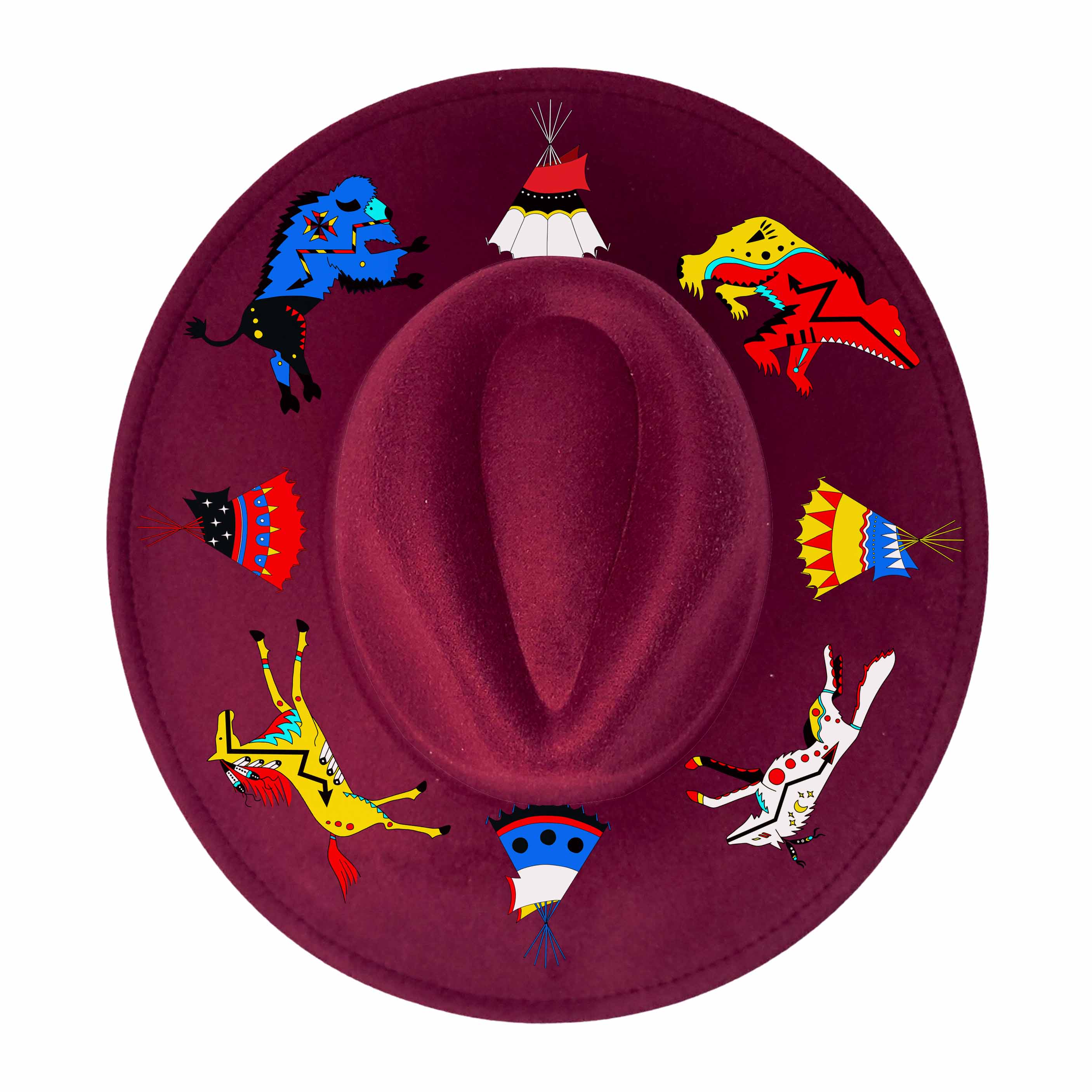 Medicine Wheel Ledger Animals Fedora Hat