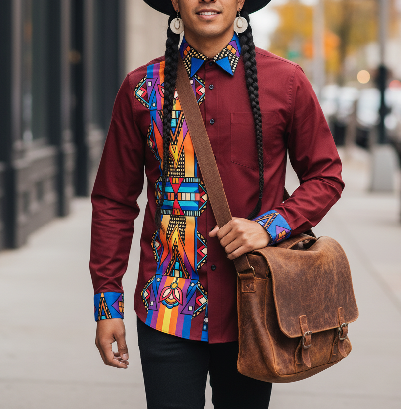 Sunset Pathways Men's Casual Dress Shirt