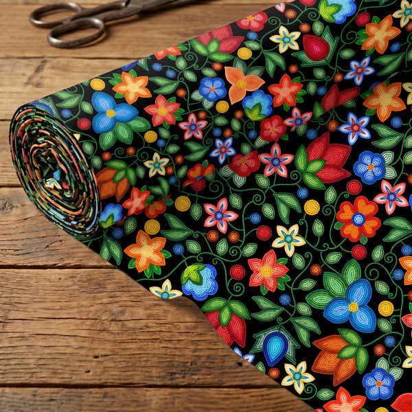 Morning Harmony Black Satin Fabric By the Yard Pre Order