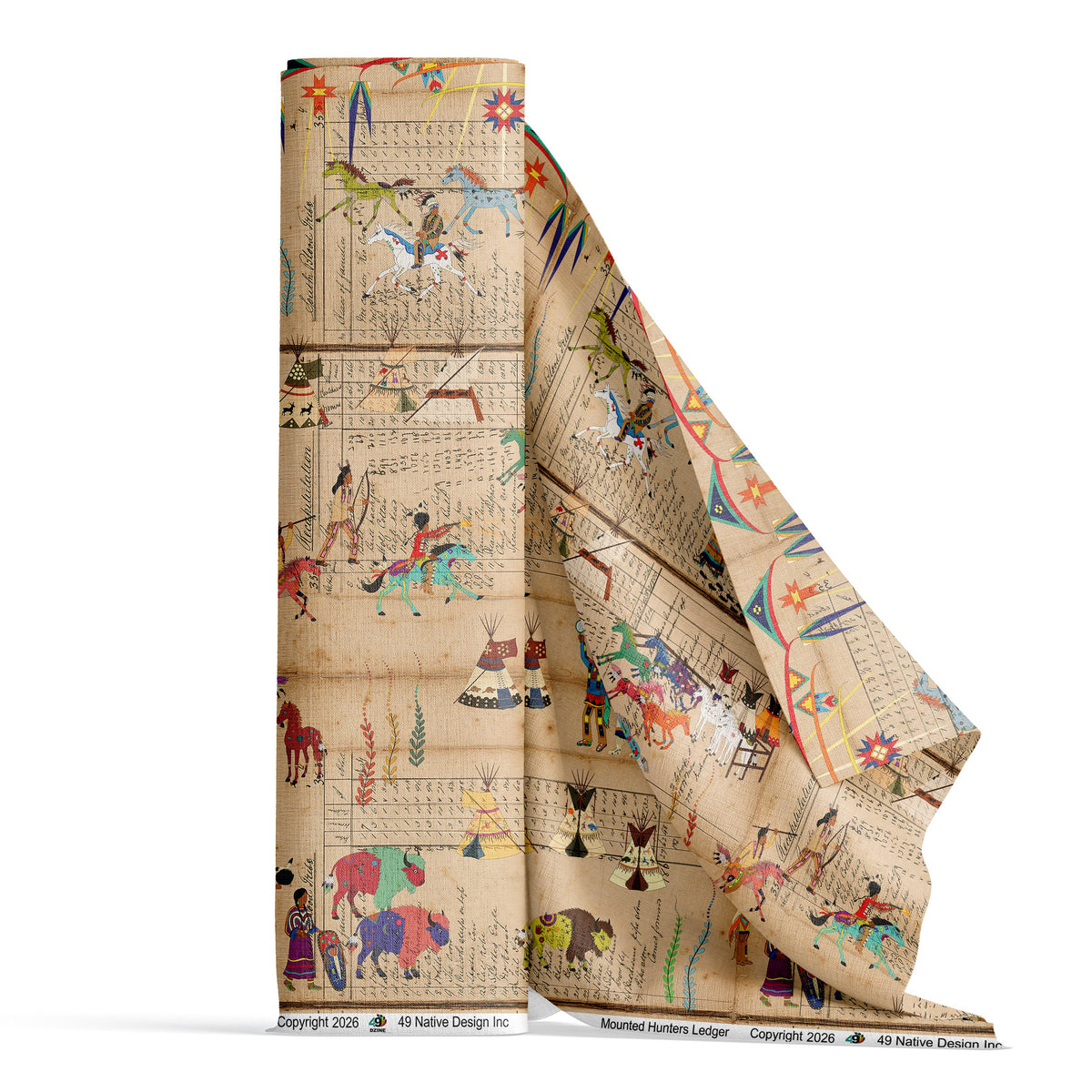 Mounted Hunters Ledger Satin Fabric By the Yard Pre Order