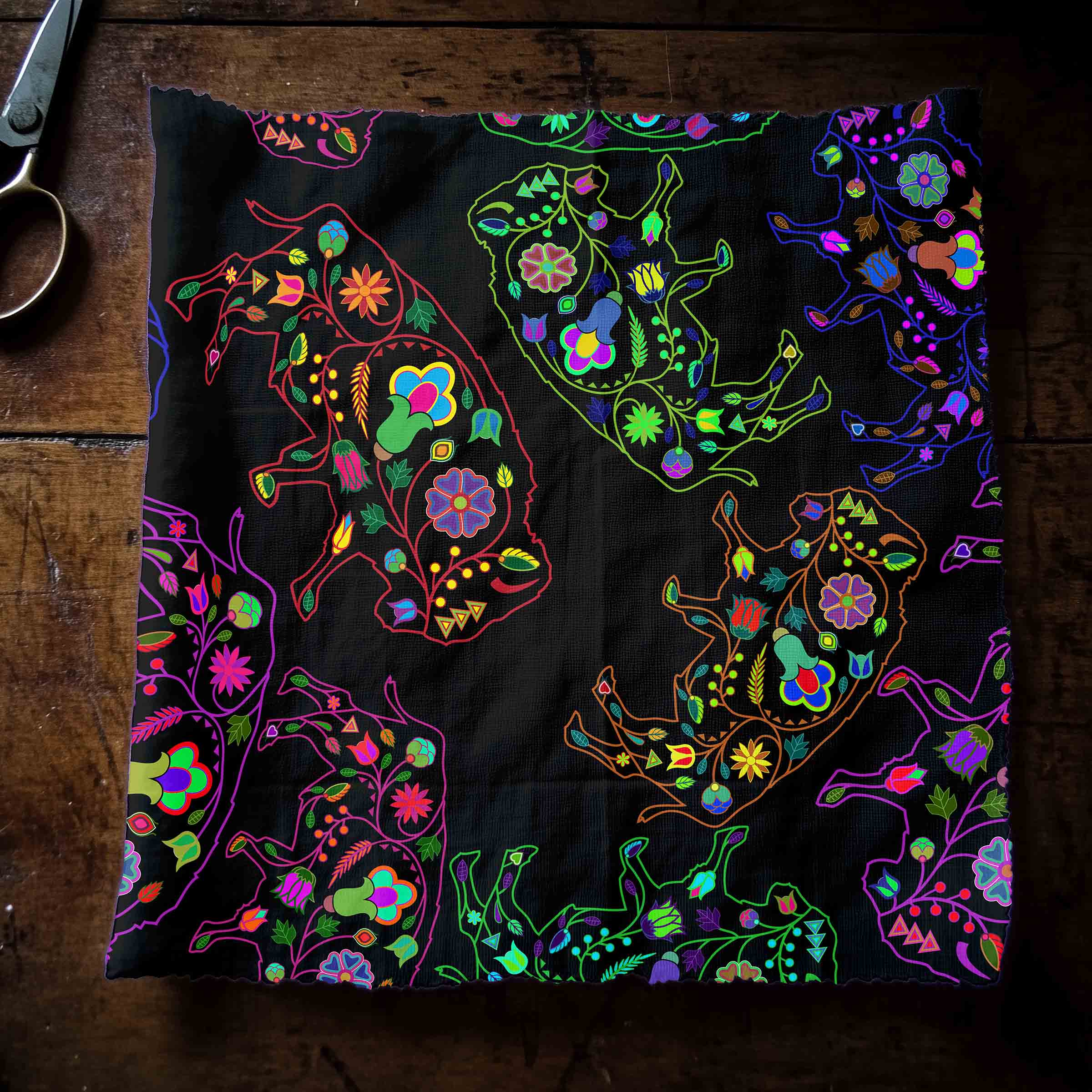 Neon Floral Buffalos Satin Fabric By the Yard Pre Order