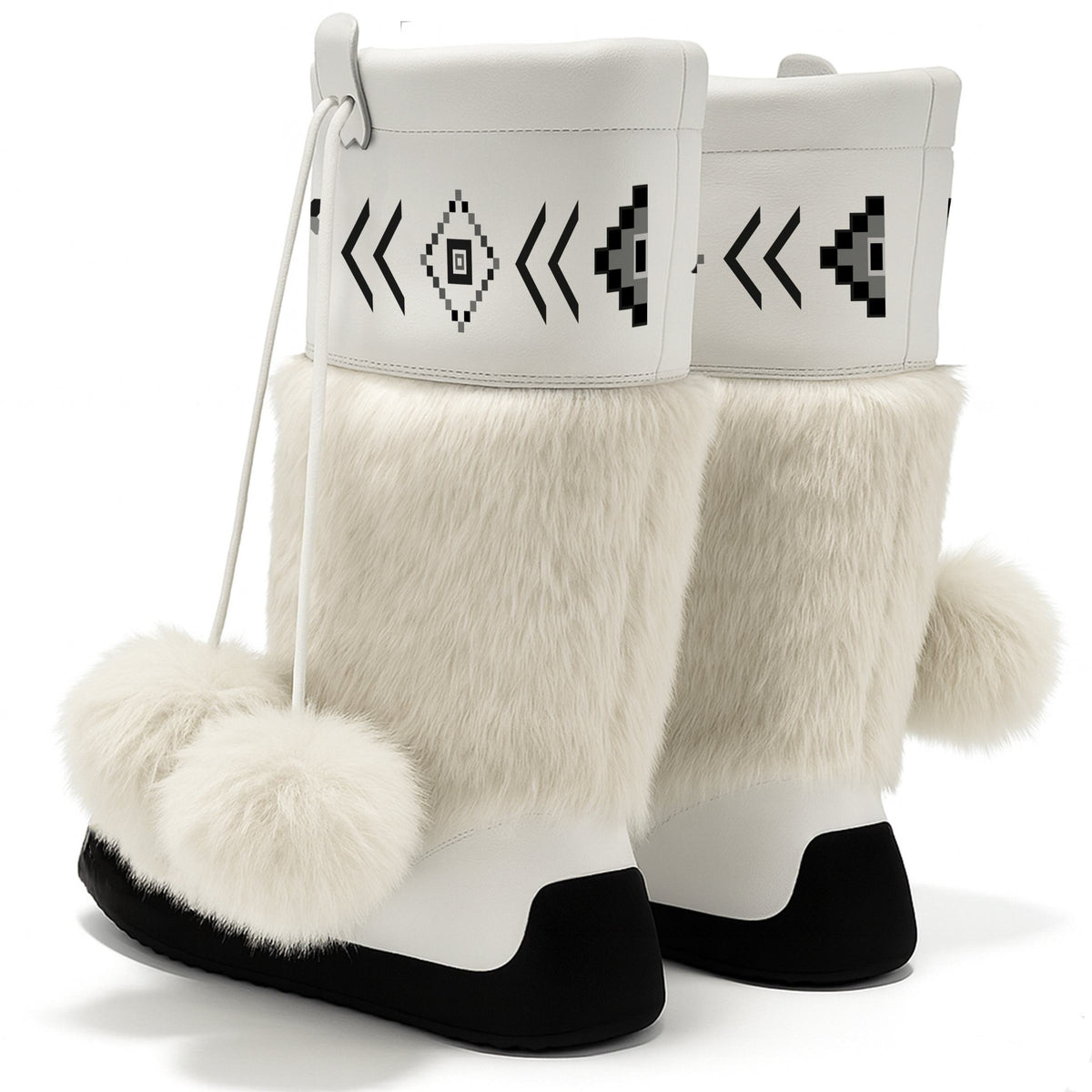 Owl Watcher White Real Leather MocLux Calf with White Fur
