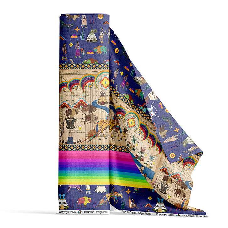Path to Treaty Indigo Satin Fabric By the Yard Pre Order