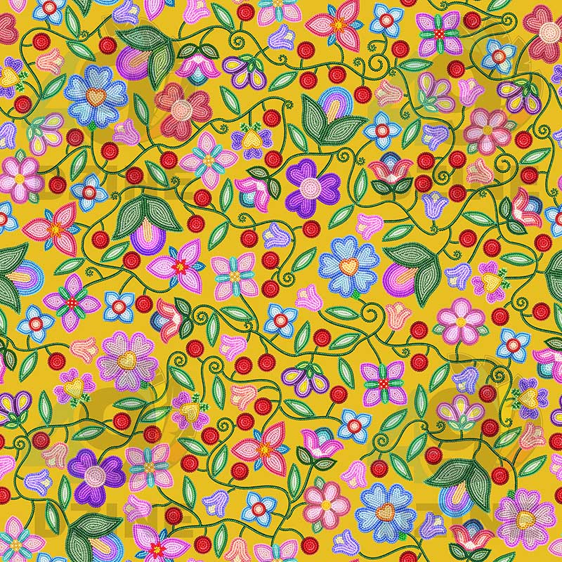 Petal Harmony Ochre Satin Fabric By the Yard Pre Order
