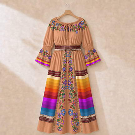 Petal Harmony Terracotta 2 Smocked Waist Peasant Dress