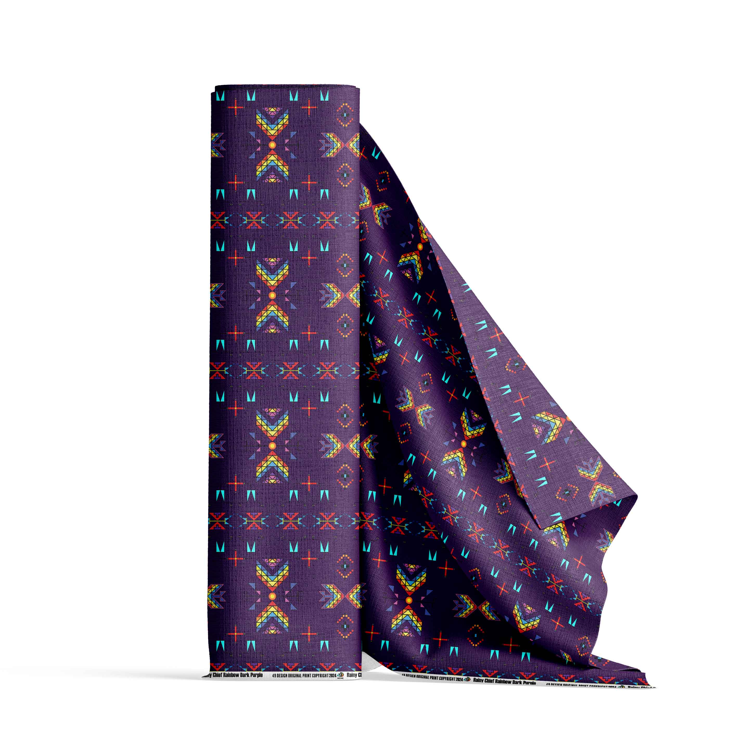 Rainy Chief Rainbow Dark Purple Satin Fabric By the Yard Pre Order