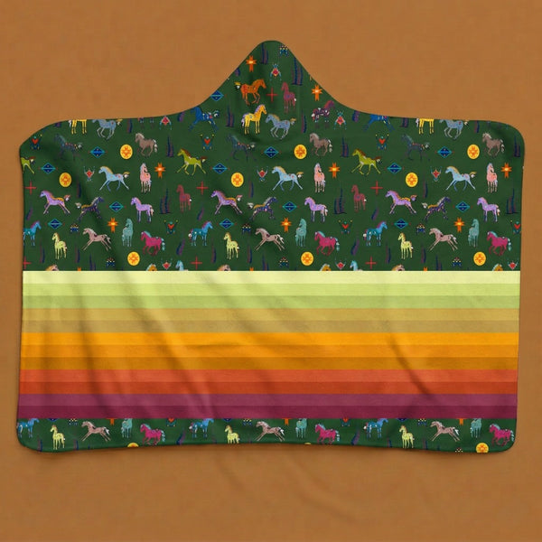 Sacred Horses Forest Hooded Blanket