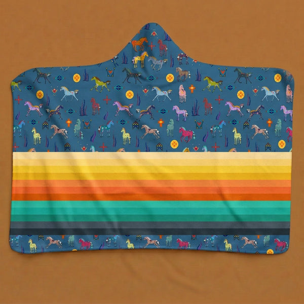 Sacred Horses Ocean Hooded Blanket
