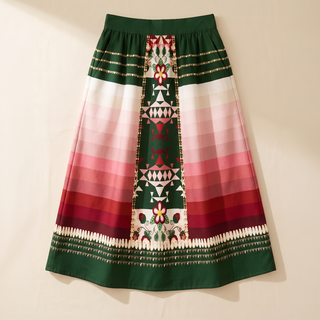 Sacred Strawberry Hunter 2 Elastic Waist Pocket Midi Skirt