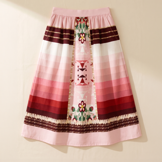 Sacred Strawberry Pink 2 Elastic Waist Pocket Midi Skirt