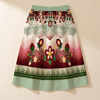 Sacred Strawberry Sage 1 Elastic Waist Pocket Midi Skirt