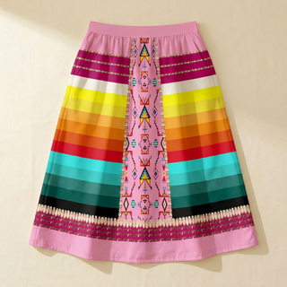 Sentinel of the Plains Pink 2 Elastic Waist Pocket Midi Skirt