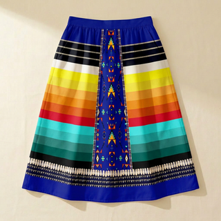 Sentinel of the Plains Navy 2 Elastic Waist Pocket Midi Skirt