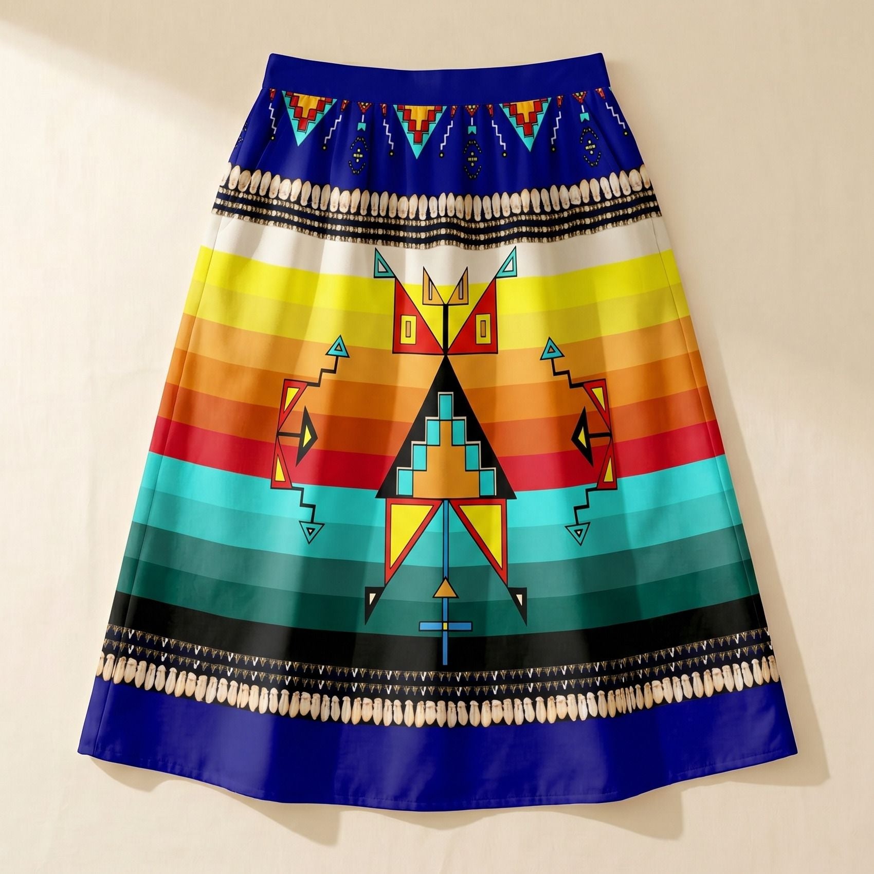 Sentinel of the Plains Navy 3 Elastic Waist Pocket Midi Skirt