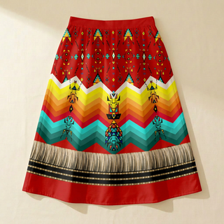 Sentinel of the Plains Red 1 Elastic Waist Pocket Midi Skirt