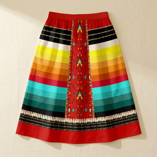 Sentinel of the Plains Red 2 Elastic Waist Pocket Midi Skirt