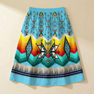 Sentinel of the Plains Turquoise 1 Elastic Waist Pocket Midi Skirt