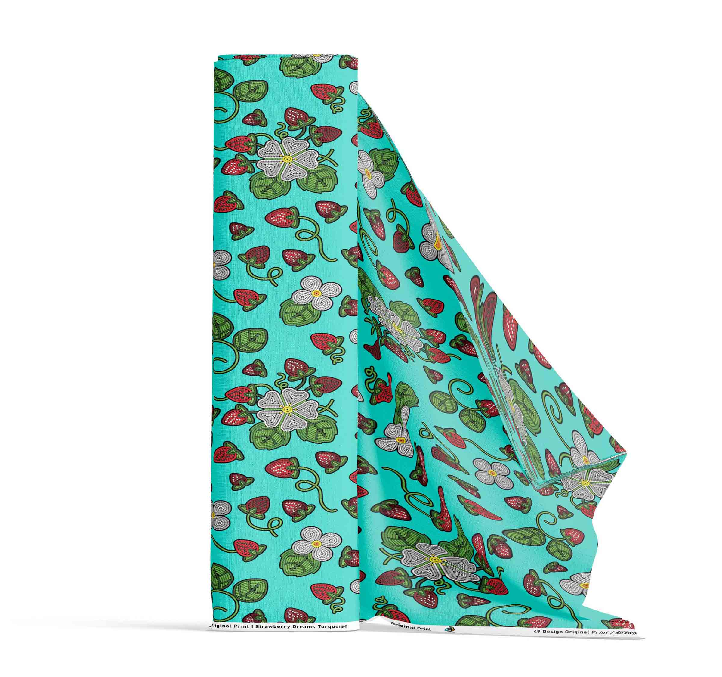 Strawberry Dreams Turquoise Satin Fabric By the Yard Pre Order