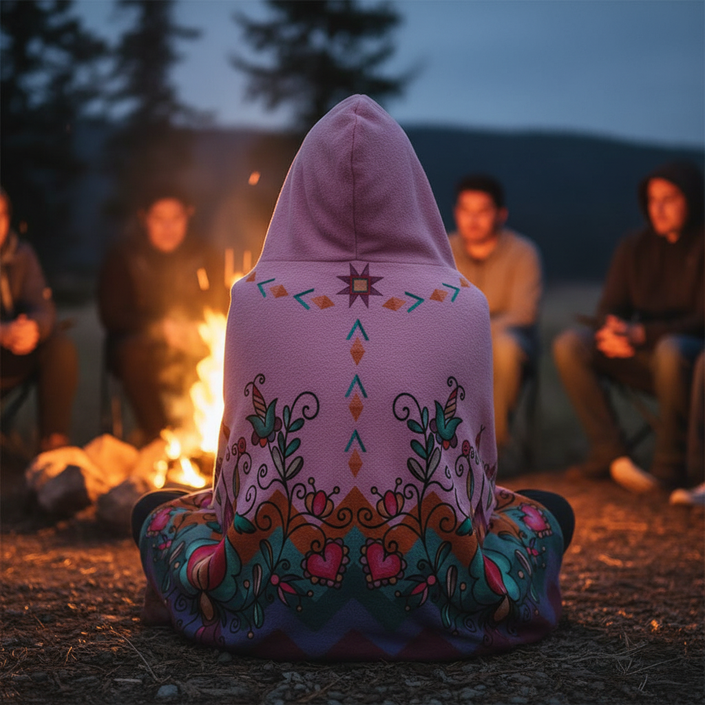 Harvest Hearth Floral Bloom Women's Hooded Blanket