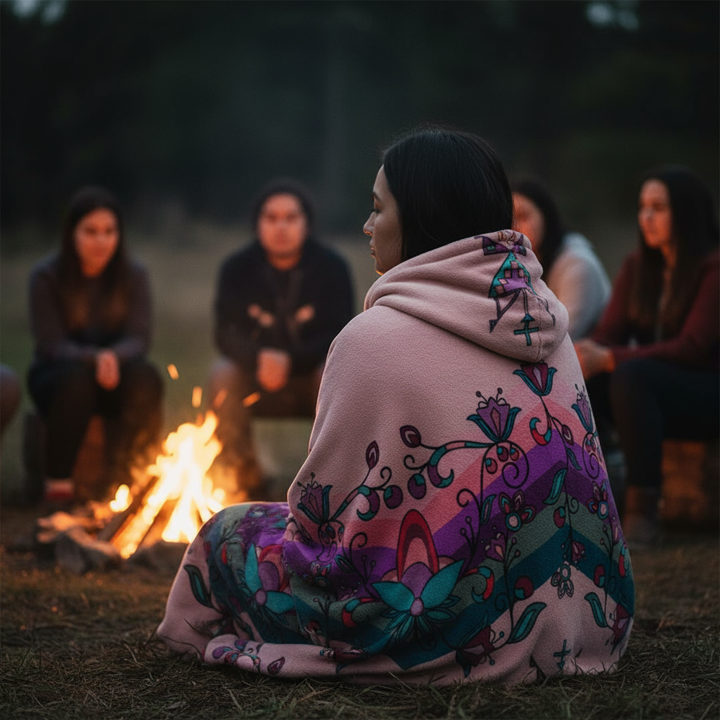 Frosted Petals Women's Hooded Blanket