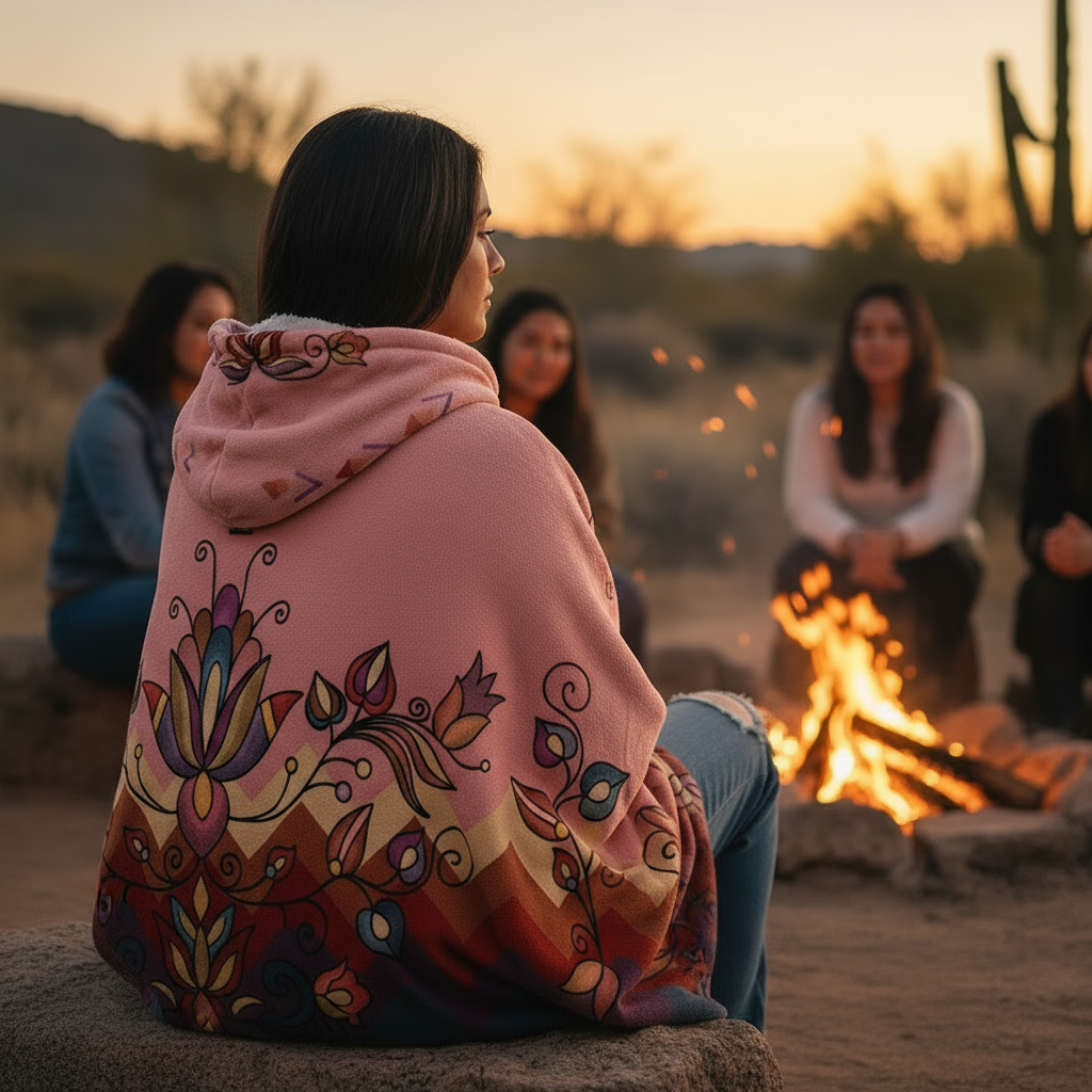 Ember Blossom Women's Hooded Blanket