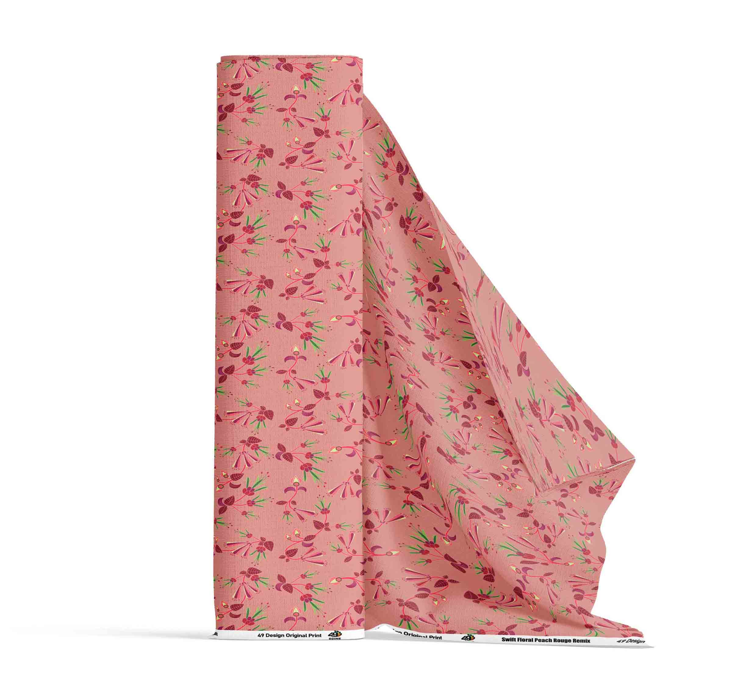 Swift Floral Peach Rouge Remix Satin Fabric By the Yard Pre Order