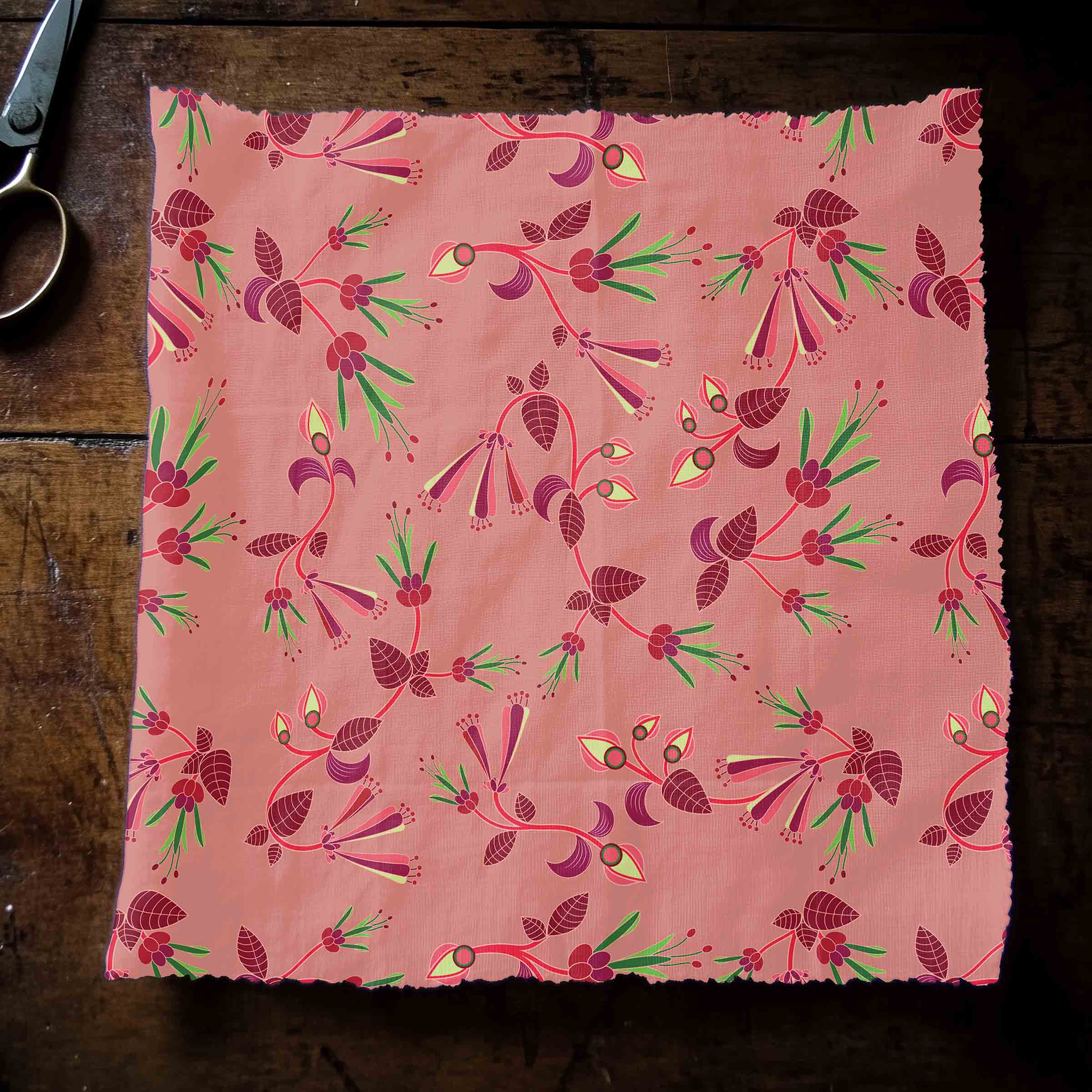 Swift Floral Peach Rouge Remix Satin Fabric By the Yard Pre Order