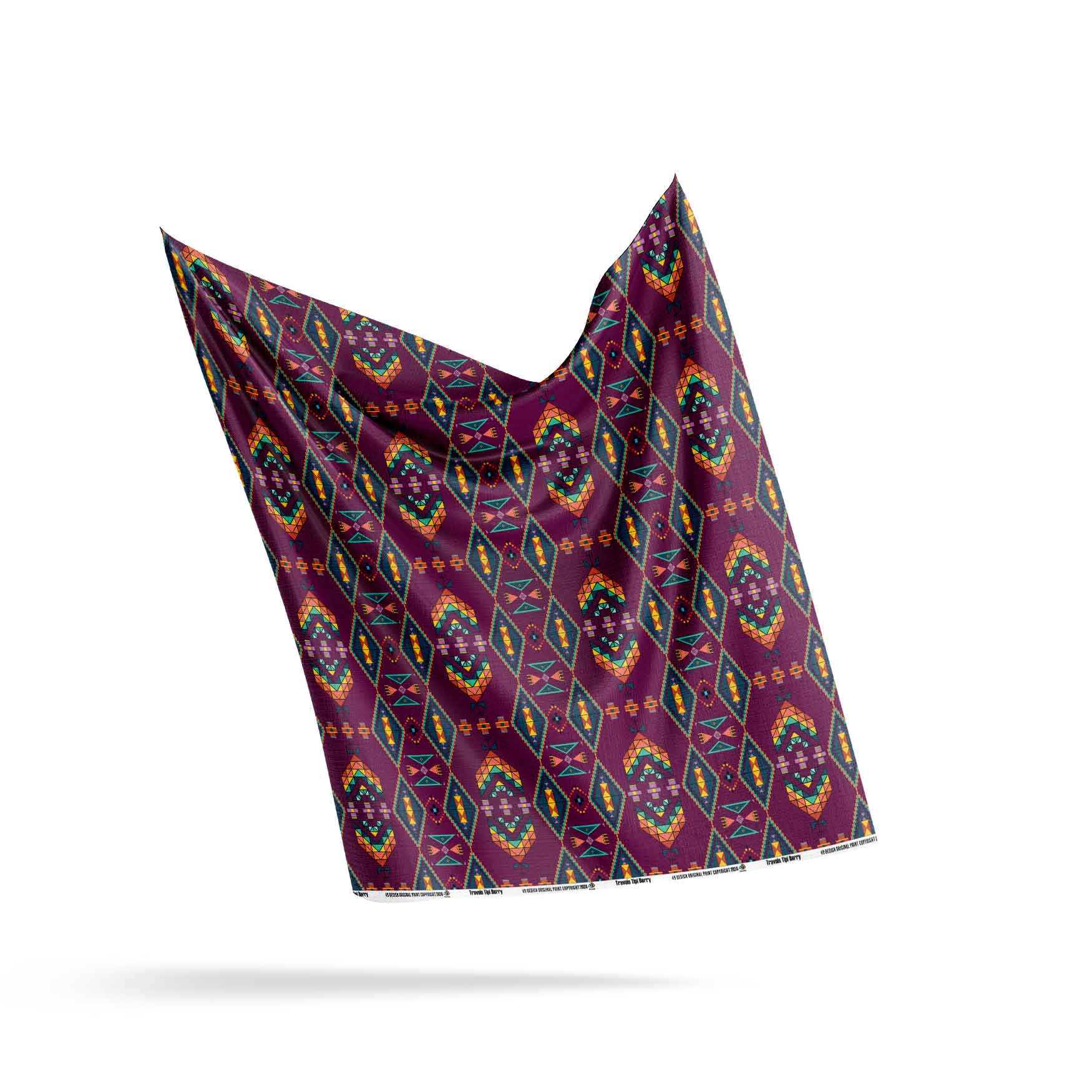 Travois Tipi Berry Satin Fabric By the Yard Pre Order