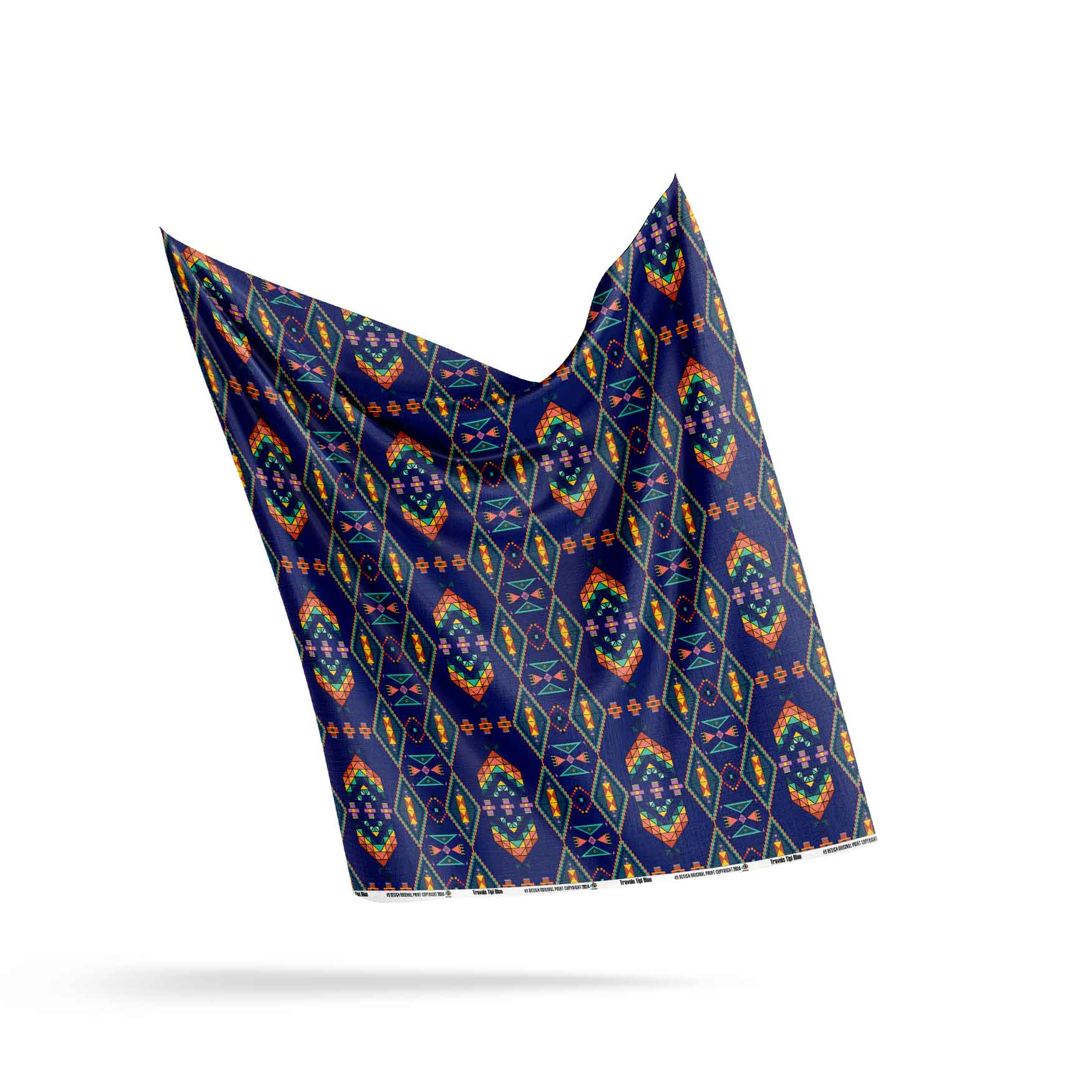 Travois Tipi Blue Satin Fabric By the Yard Pre Order