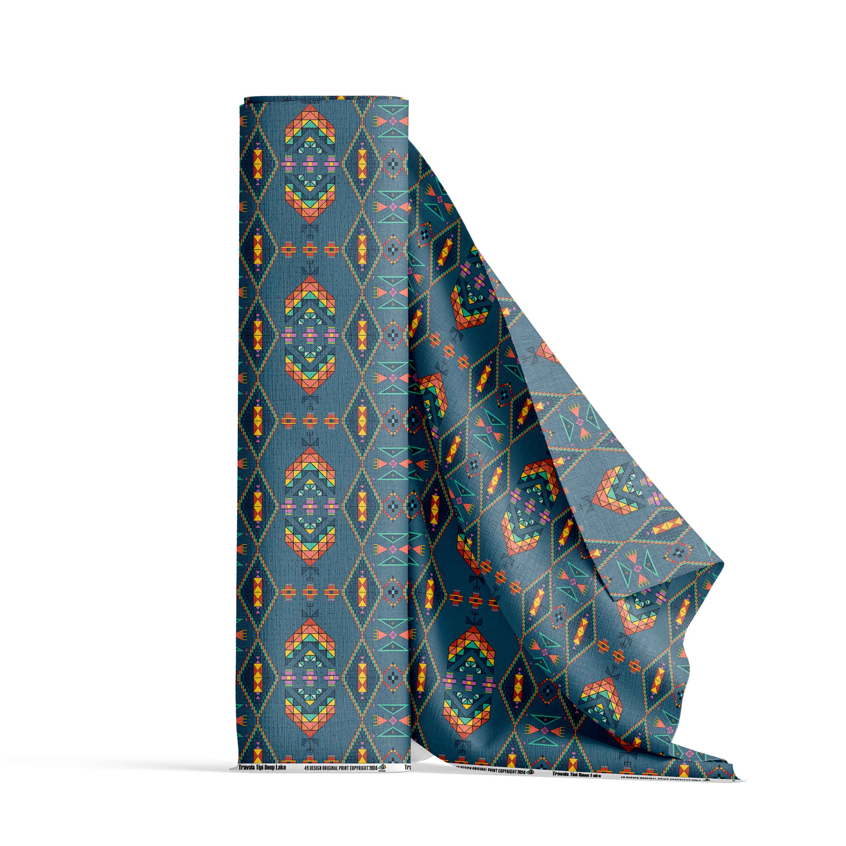 Travois Tipi Deep Lake Satin Fabric By the Yard Pre Order