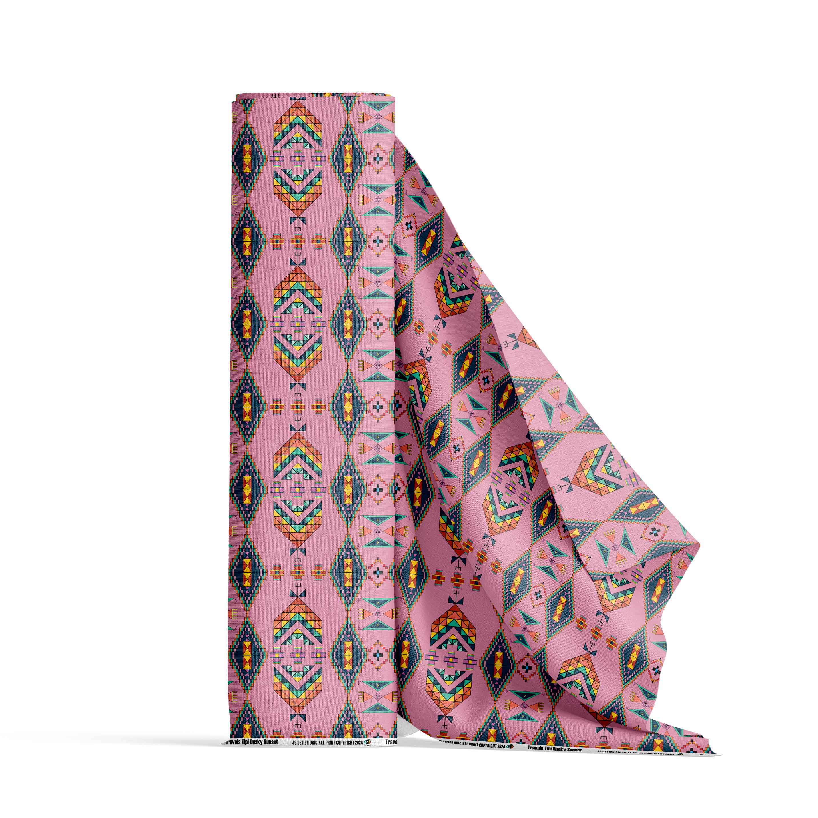 Travois Tipi Dusky Sunset Satin Fabric By the Yard Pre Order