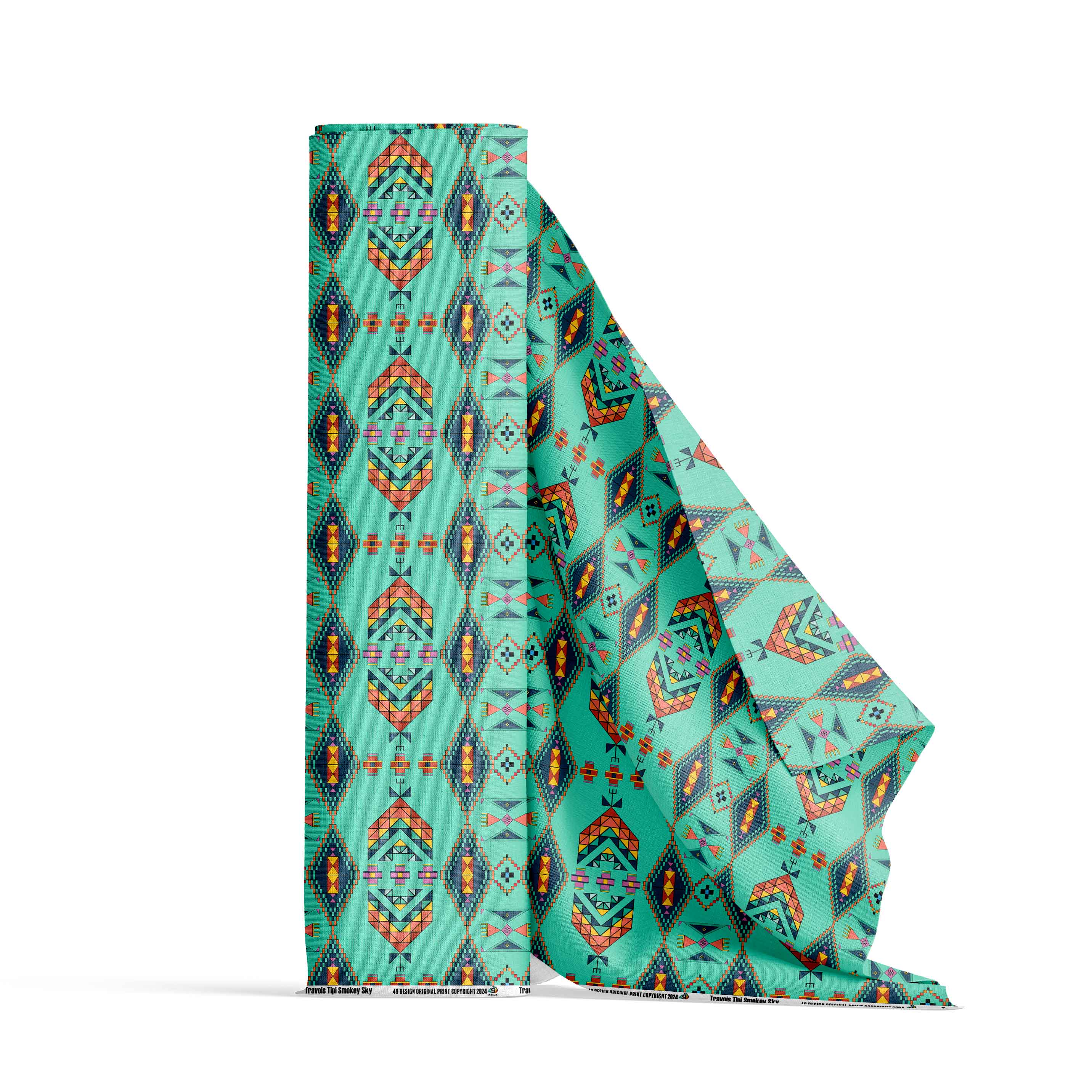 Travois Tipi Smokey Sky Satin Fabric By the Yard Pre Order