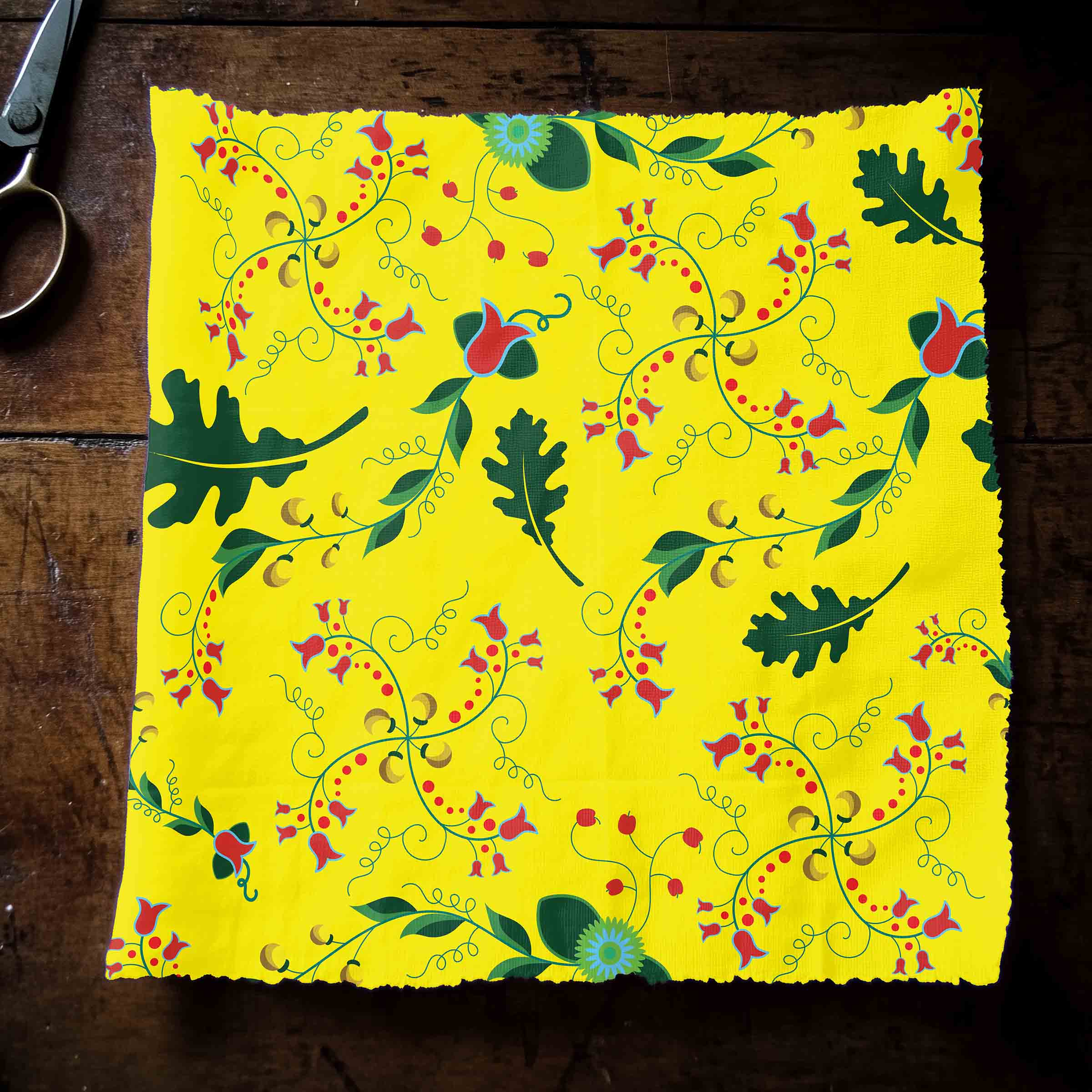 Vine Life Lemon Satin Fabric By the Yard Pre Order