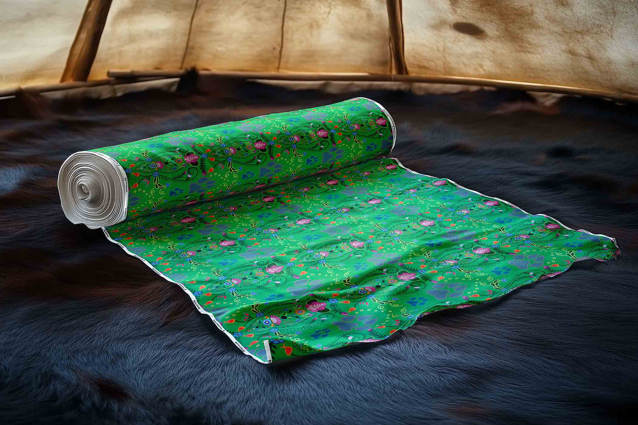 Wolf Kin Emerald Satin Fabric By the Yard Pre Order