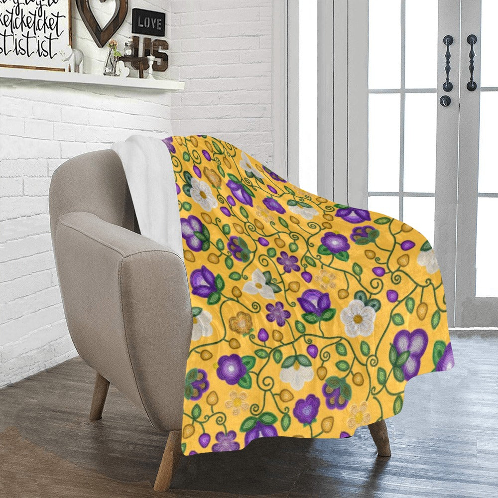 Midnight Moss Bloom Yellow Ultra-Soft Micro Fleece Blanket 40"x50"