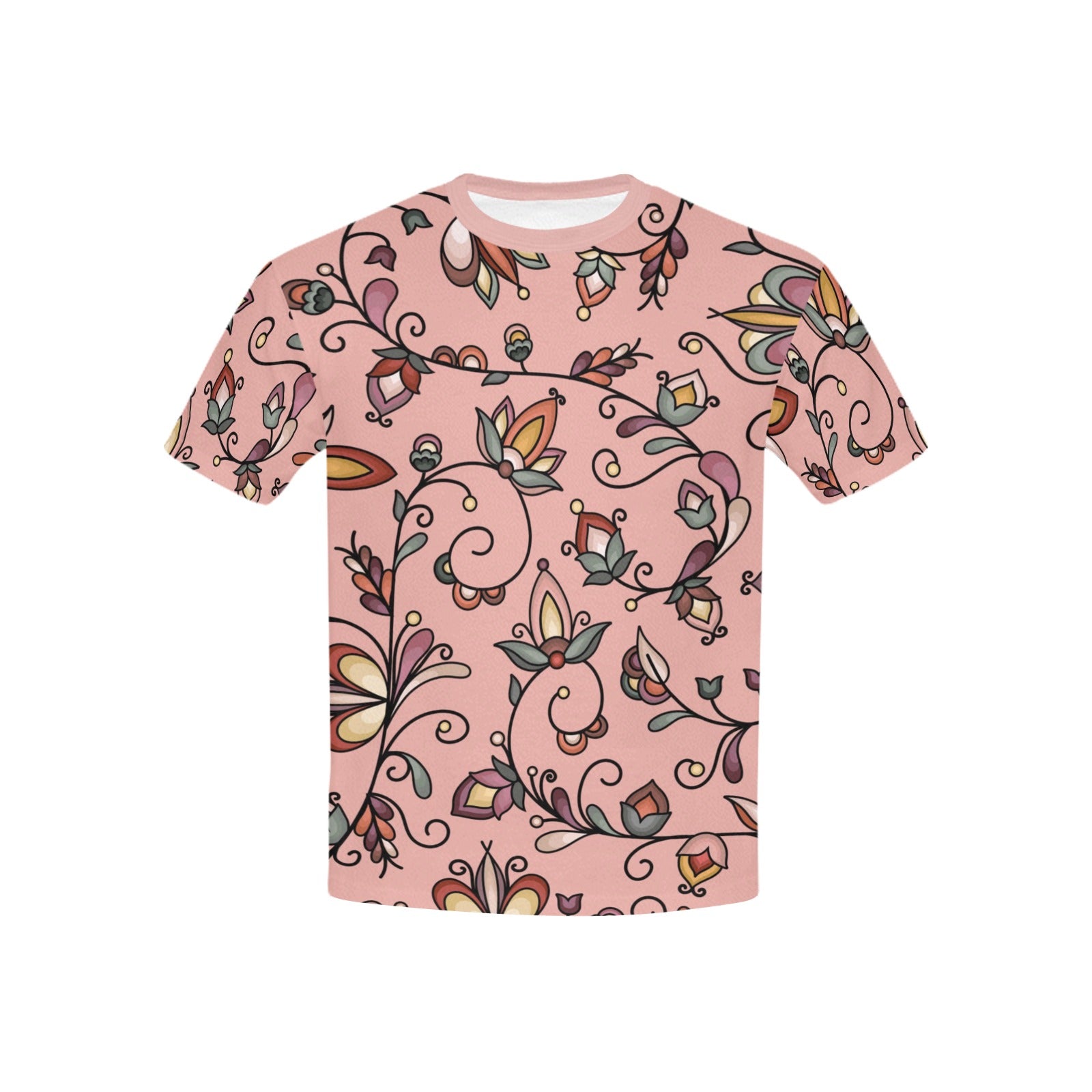 Burnt Sky Petals Peach Kids' T-shirt (USA Size)